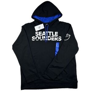 NEW Seattle Sounders Black Hoodie Men's Large Pullover MLS Officially Licensed